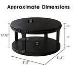 31.5" Round Solid Wood Coffee Table — Two-Tier Shelf, Natural Finish