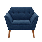 Mid-Century Modern Lounge Chair | Button Tufted, Pecan Legs, 300 lb Capacity