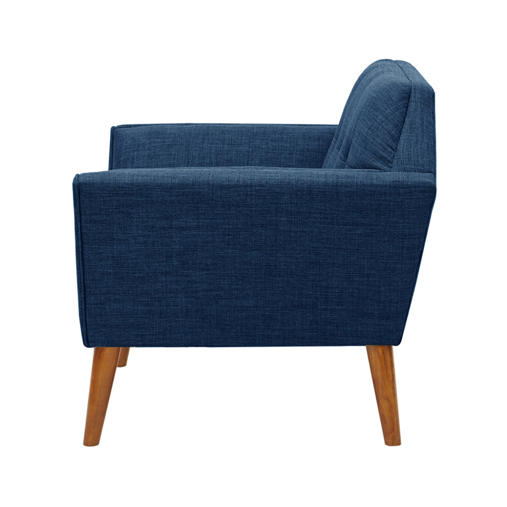 Mid-Century Modern Lounge Chair | Button Tufted, Pecan Legs, 300 lb Capacity