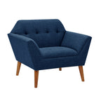 Mid-Century Modern Lounge Chair | Button Tufted, Pecan Legs, 300 lb Capacity