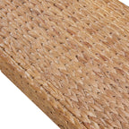 Woven Water Hyacinth Bench | Chestnut Mahogany Legs, 400 lb Capacity