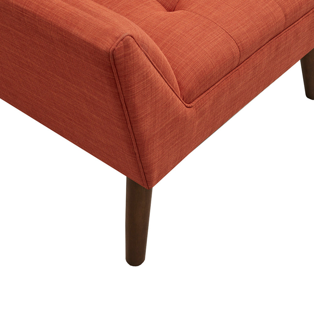 Mid-Century Modern Lounge Chair | Button Tufted, Pecan Legs, 300 lb Capacity