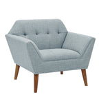 Mid-Century Modern Lounge Chair | Button Tufted, Pecan Legs, 300 lb Capacity