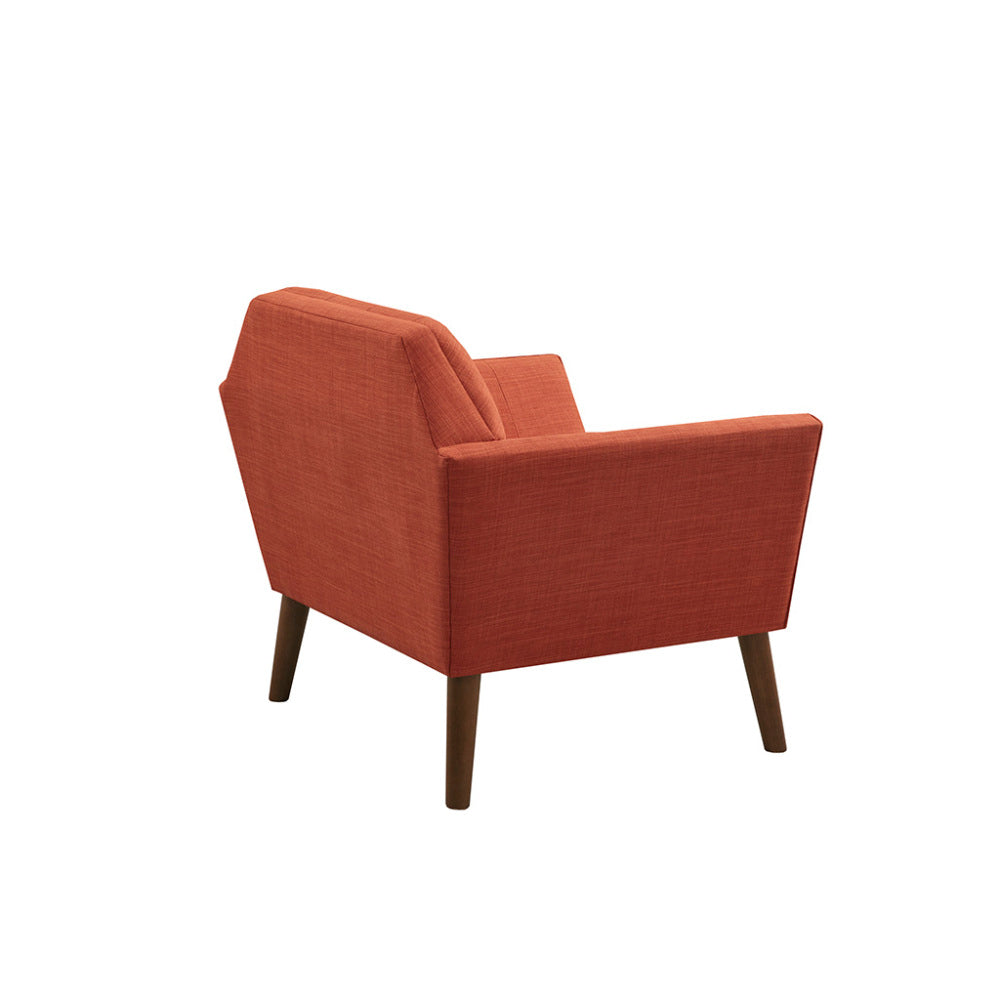 Mid-Century Modern Lounge Chair | Button Tufted, Pecan Legs, 300 lb Capacity