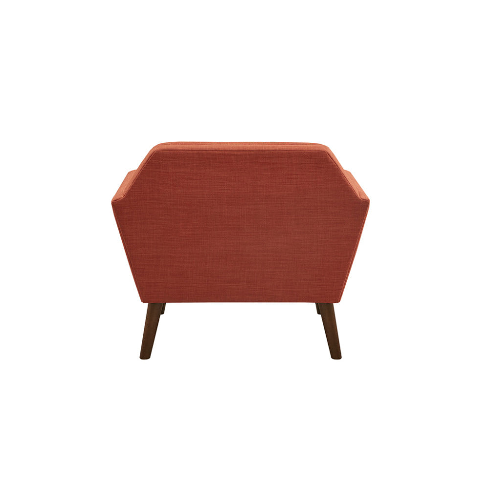 Mid-Century Modern Lounge Chair | Button Tufted, Pecan Legs, 300 lb Capacity