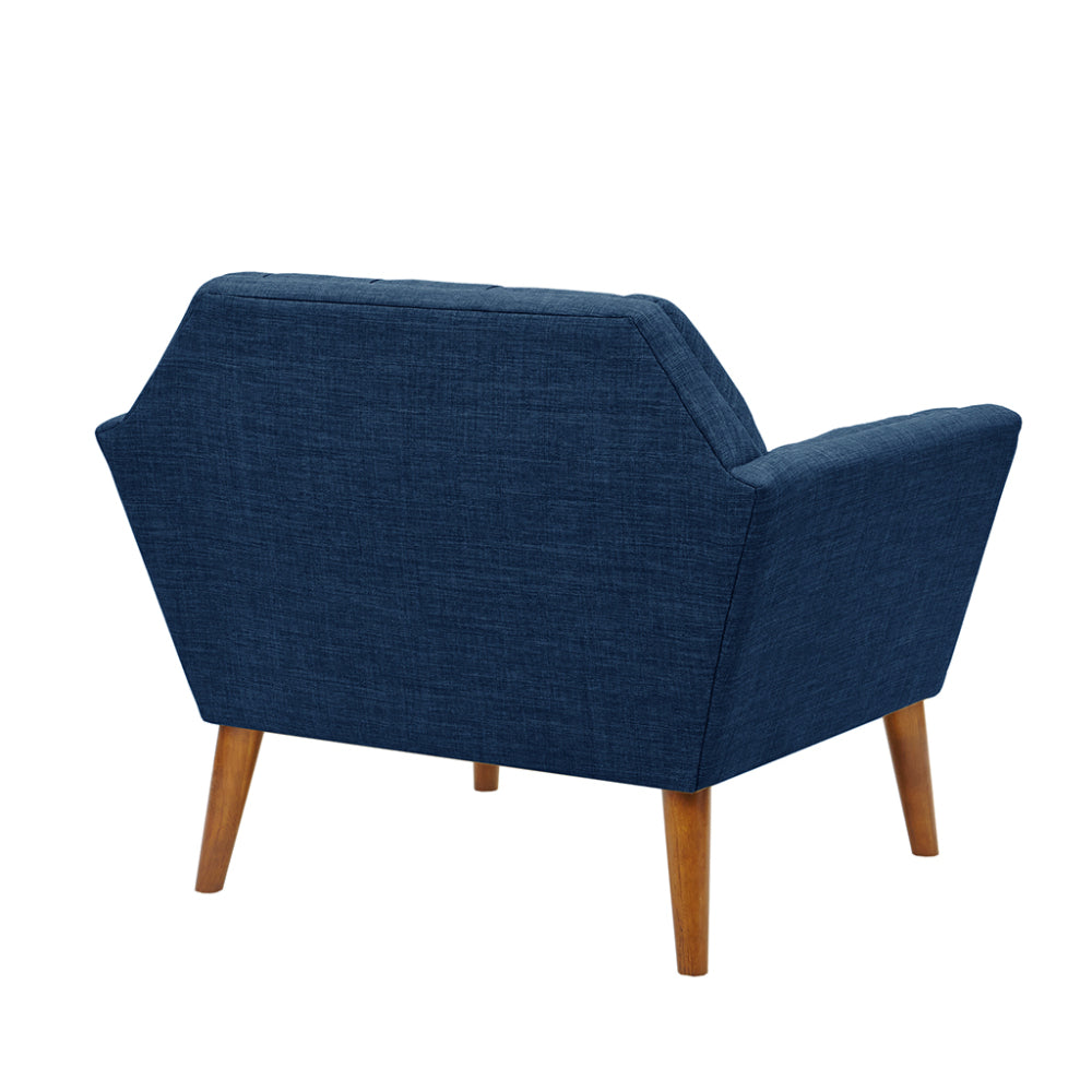 Mid-Century Modern Lounge Chair | Button Tufted, Pecan Legs, 300 lb Capacity