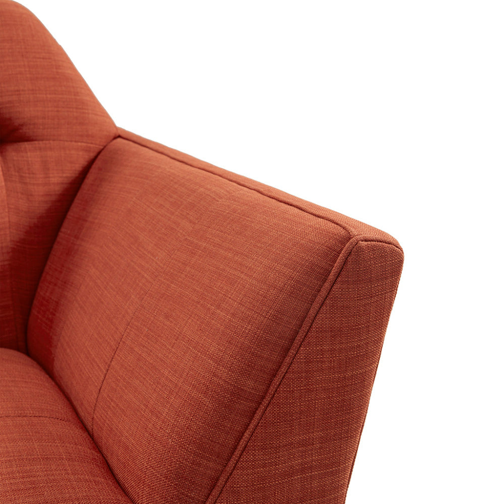 Mid-Century Modern Lounge Chair | Button Tufted, Pecan Legs, 300 lb Capacity