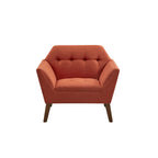 Mid-Century Modern Lounge Chair | Button Tufted, Pecan Legs, 300 lb Capacity