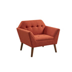 Mid-Century Modern Lounge Chair | Button Tufted, Pecan Legs, 300 lb Capacity