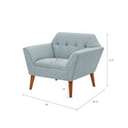 Mid-Century Modern Lounge Chair | Button Tufted, Pecan Legs, 300 lb Capacity