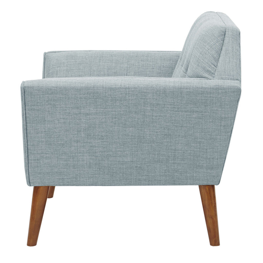 Mid-Century Modern Lounge Chair | Button Tufted, Pecan Legs, 300 lb Capacity