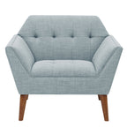 Mid-Century Modern Lounge Chair | Button Tufted, Pecan Legs, 300 lb Capacity