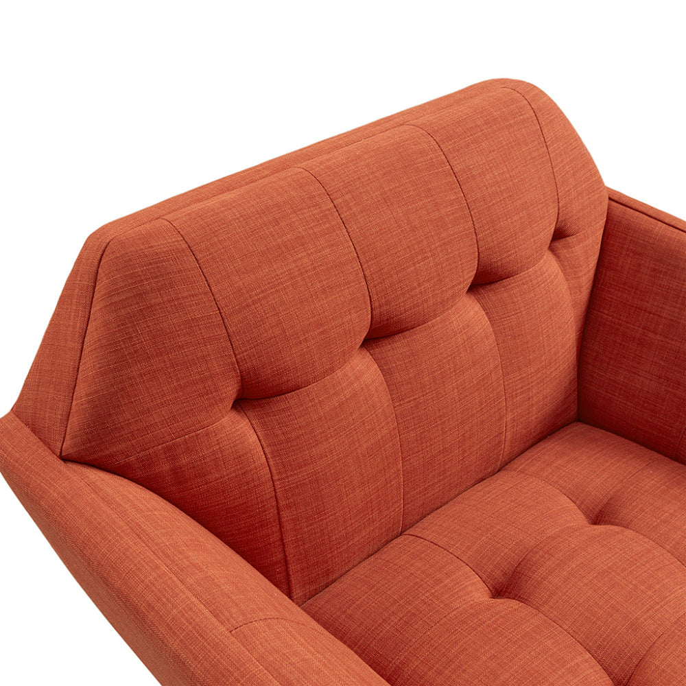 Mid-Century Modern Lounge Chair | Button Tufted, Pecan Legs, 300 lb Capacity