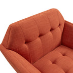 Mid-Century Modern Lounge Chair | Button Tufted, Pecan Legs, 300 lb Capacity