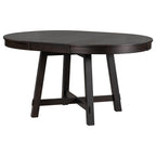 Vistaro Extendable Round Farmhouse Dining Table — Wood Grain / Black