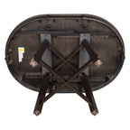 Vistaro Extendable Round Farmhouse Dining Table — Wood Grain / Black