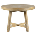 Vistaro Extendable Round Farmhouse Dining Table — Wood Grain / Black