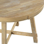 Vistaro Extendable Round Farmhouse Dining Table — Wood Grain / Black