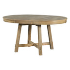 Vistaro Extendable Round Farmhouse Dining Table — Wood Grain / Black