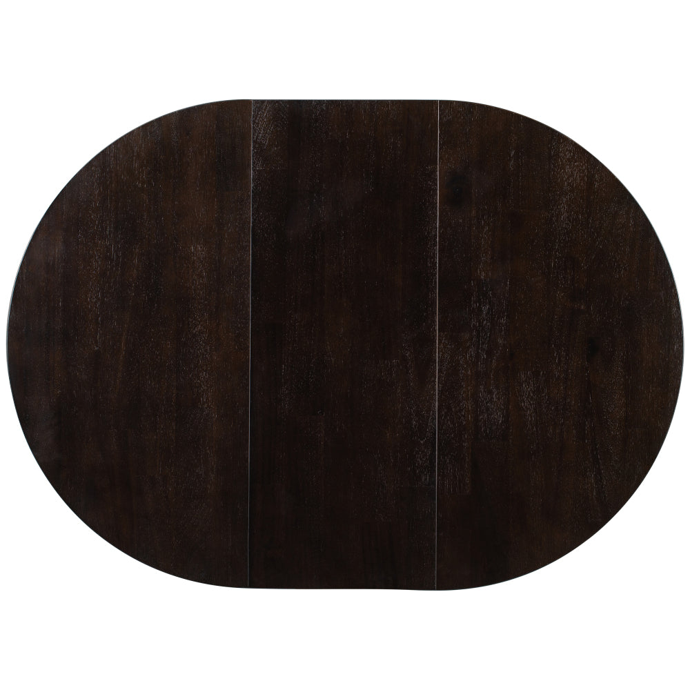 Vistaro Extendable Round Farmhouse Dining Table — Wood Grain / Black