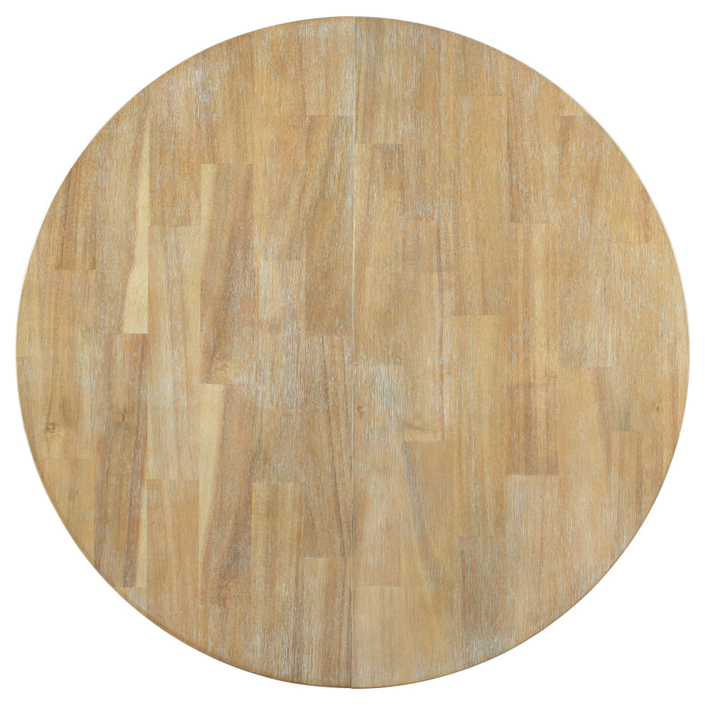 Vistaro Extendable Round Farmhouse Dining Table — Wood Grain / Black