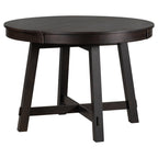 Vistaro Extendable Round Farmhouse Dining Table — Wood Grain / Black