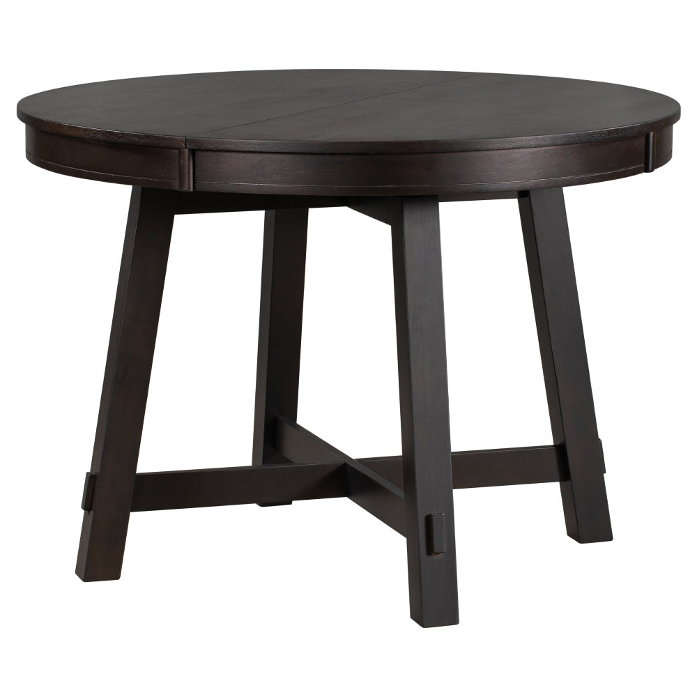 Vistaro Extendable Round Farmhouse Dining Table — Wood Grain / Black