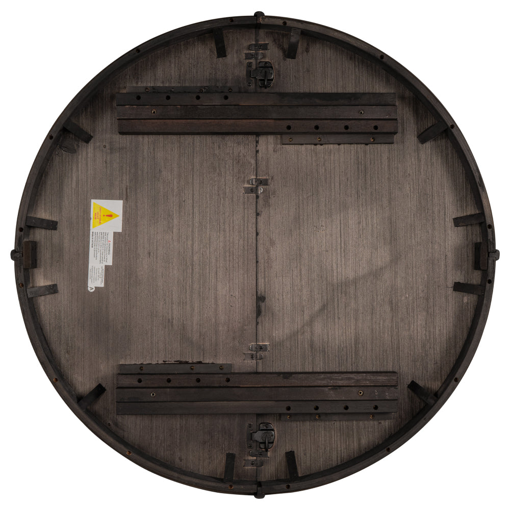 Vistaro Extendable Round Farmhouse Dining Table — Wood Grain / Black