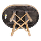 Vistaro Extendable Round Farmhouse Dining Table — Wood Grain / Black
