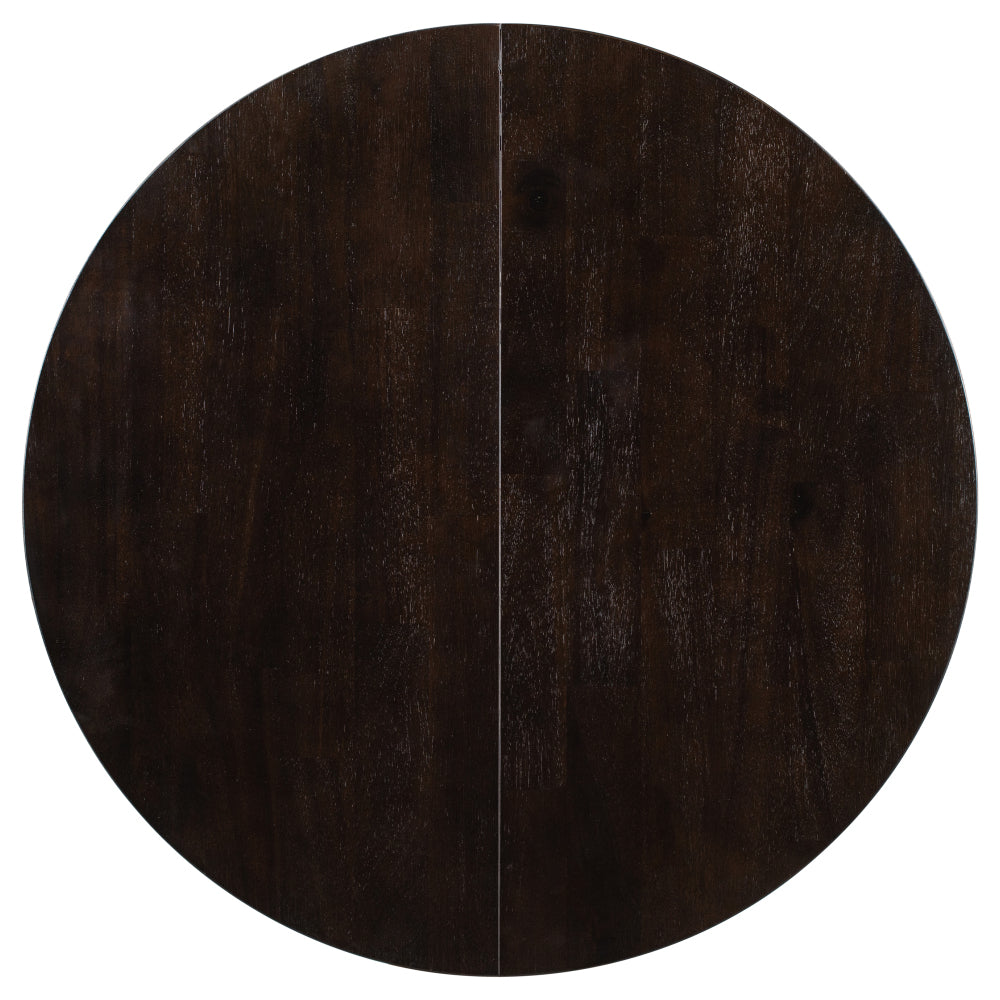 Vistaro Extendable Round Farmhouse Dining Table — Wood Grain / Black