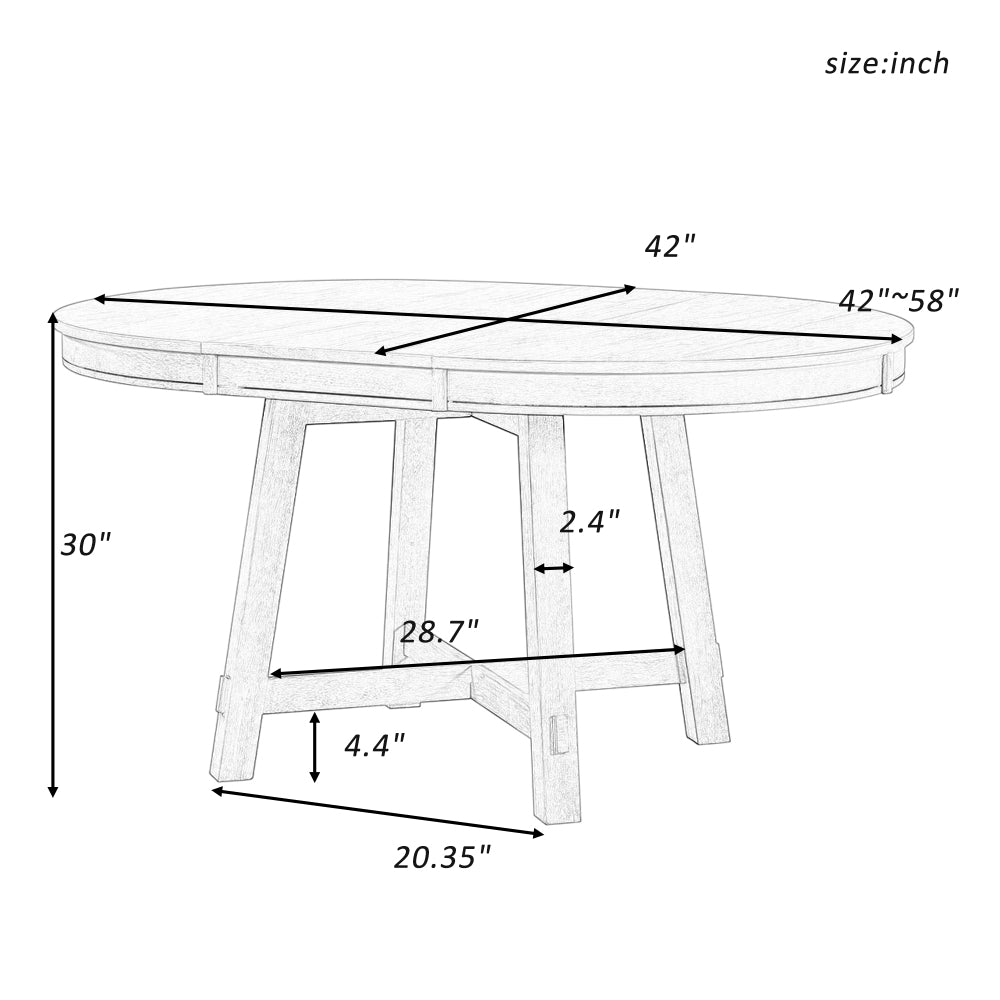 Vistaro Extendable Round Farmhouse Dining Table — Wood Grain / Black