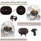 Vistaro Extendable Round Farmhouse Dining Table — Wood Grain / Black