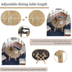 Vistaro Extendable Round Farmhouse Dining Table — Wood Grain / Black