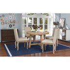 Vistaro Extendable Round Farmhouse Dining Table — Wood Grain / Black