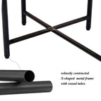 2-Tier Oval Coffee Table with Wood Storage Shelves | Modern Metal Frame Side Table, Walnut Brown