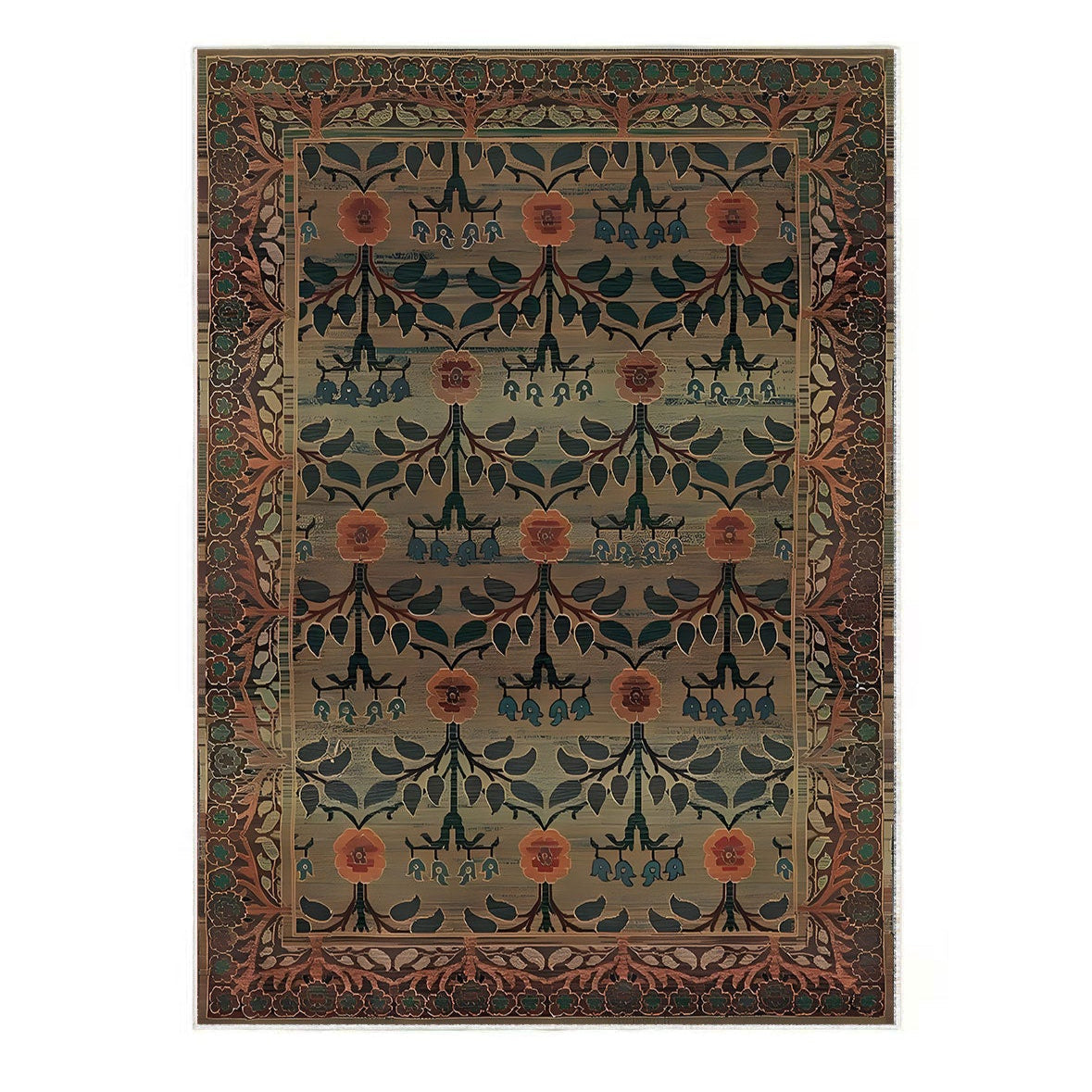Arts and Crafts Collection Area Rug Ultra Soft Washable Rug, Non Slip Area Rug Indoor, Stain Resistant Rugs for Living Room Bedroom Vintage Home Decor