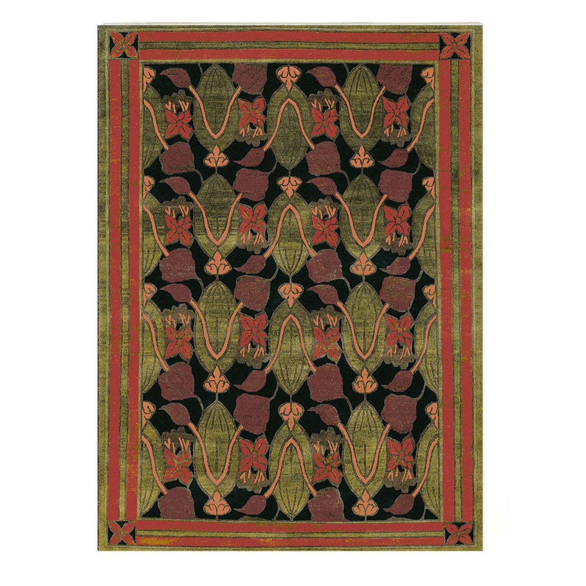 Arts and Crafts Collection Area Rug Ultra Soft Washable Rug, Non Slip Area Rug Indoor, Stain Resistant Rugs for Living Room Bedroom Vintage Home Decor