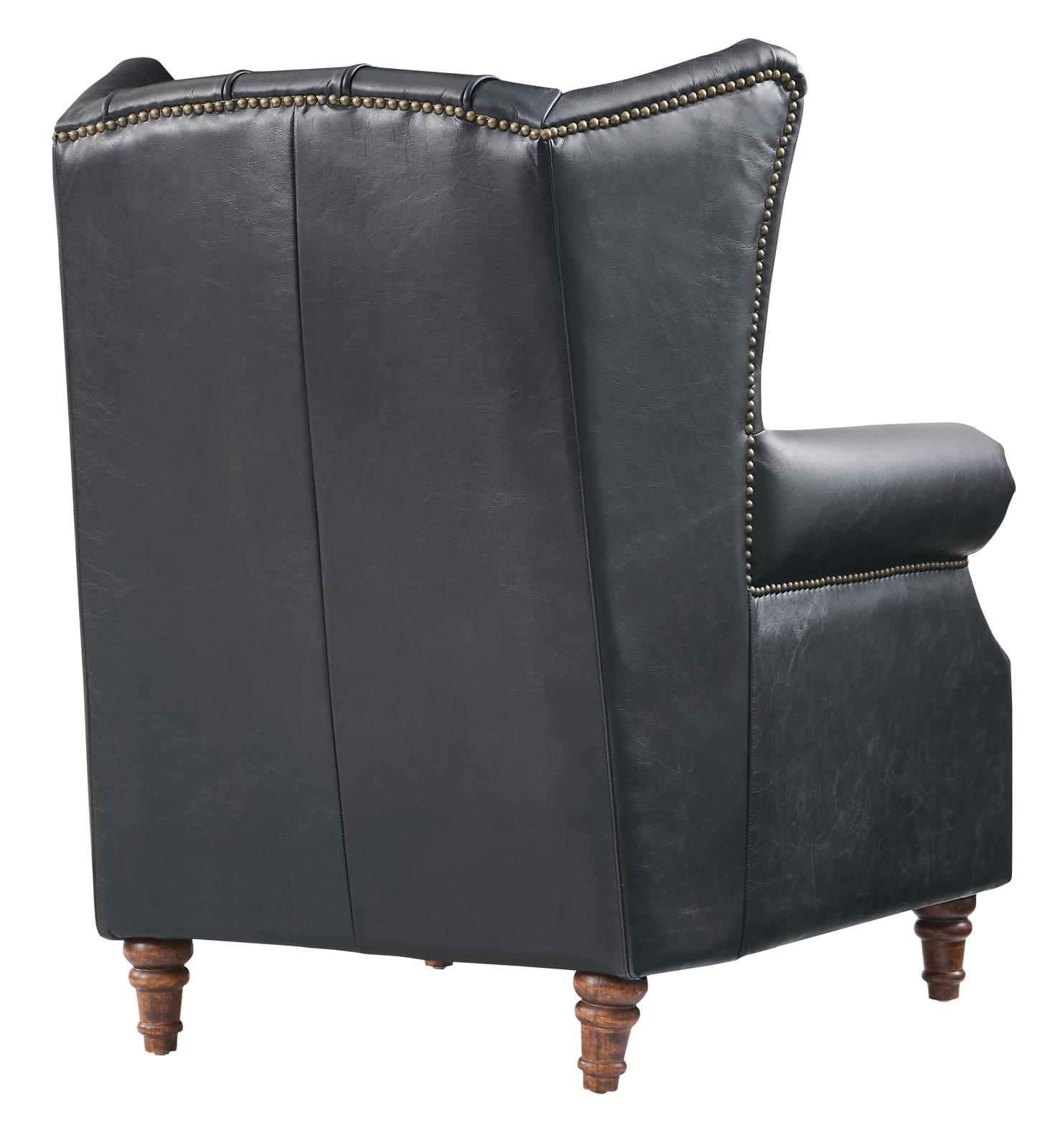 Tufted English Rolled Arm Wing Chair - Top Grain Leather