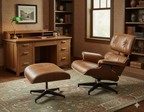 Luxury Lounge / Office Chair with Ottoman – Top Grain Leather