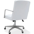 Seabourne Metal Frame Home Office Chair in Stainless Steel & White Leather