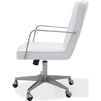 Seabourne Metal Frame Home Office Chair in Stainless Steel & White Leather