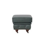 Belgravia Classic Top Grain Leather Ottoman with Button Tufting and Brass Nail head Trim