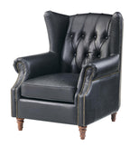Tufted English Rolled Arm Wing Chair - Top Grain Leather