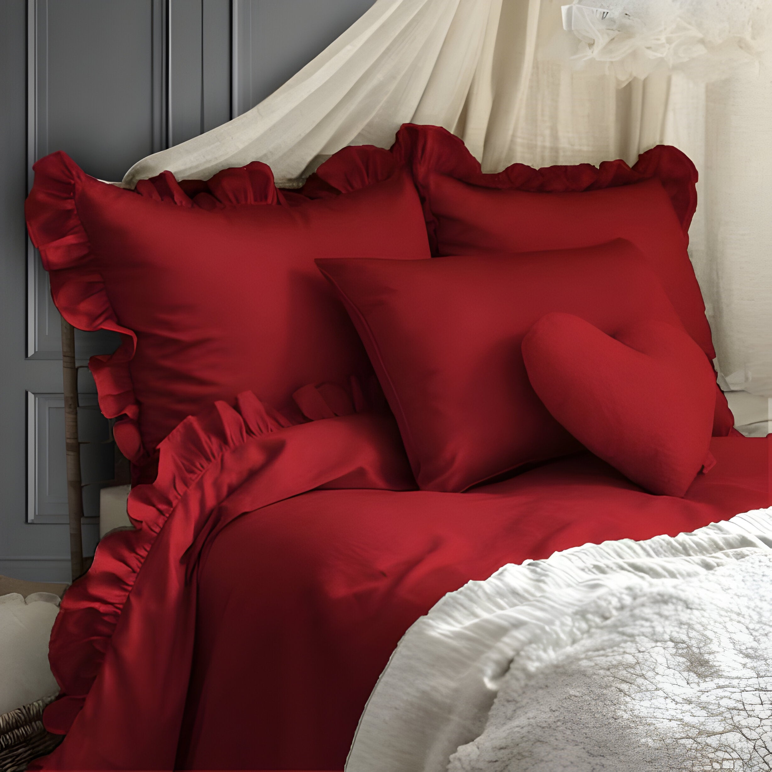 400TC Cotton Sateen Ruffle Duvet Cover Set