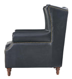 Tufted English Rolled Arm Wing Chair - Top Grain Leather