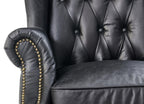 Tufted English Rolled Arm Wing Chair - Top Grain Leather