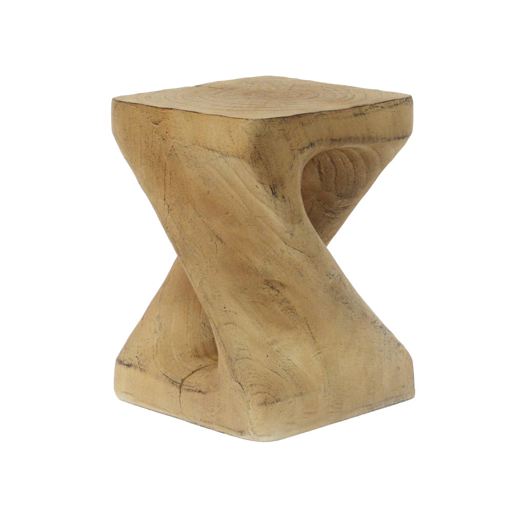 MGO Twisted Side Table | Wood-Look Texture, Indoor & Outdoor, No Assembly