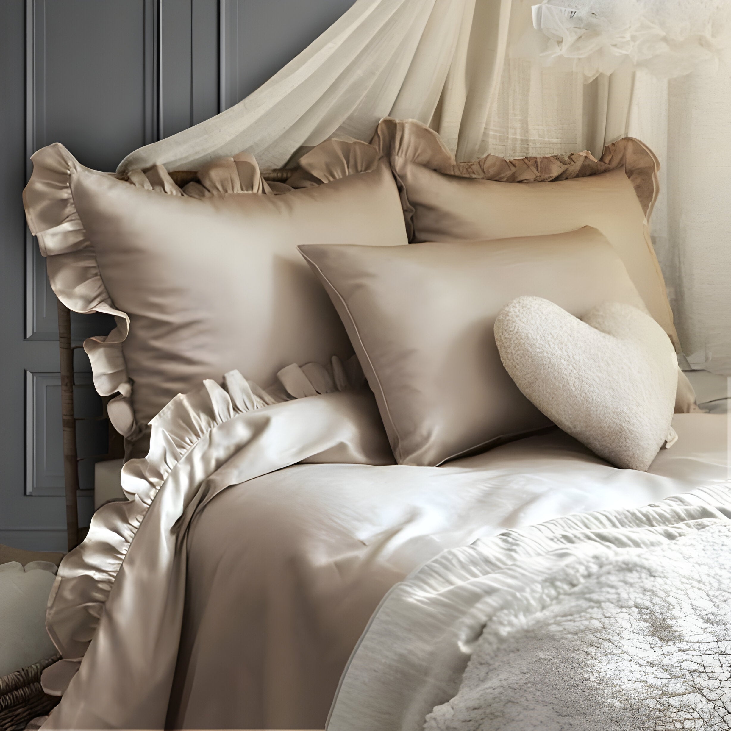 400TC Cotton Sateen Ruffle Duvet Cover Set