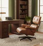 Luxury Lounge / Office Chair with Ottoman – Top Grain Leather